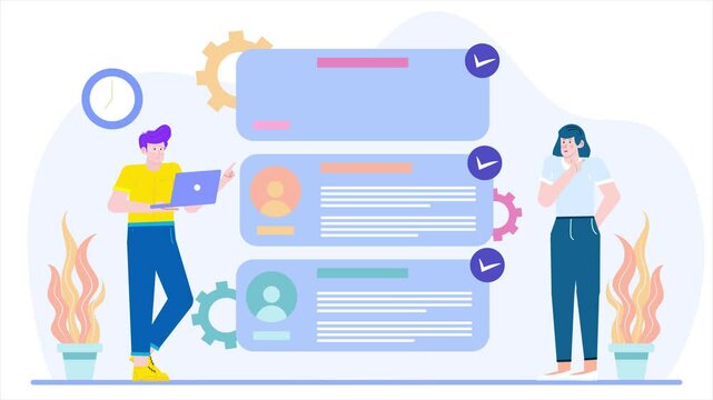 people in recruitment selection process illustration business animated video