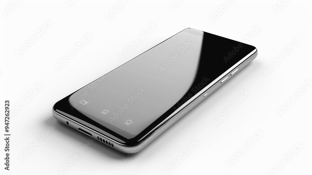 Poster close-up view of a cell phone on a white surface, ideal for technology and product-related uses