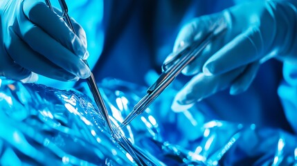 Surgical Instruments A closeup of a surgeons hand receiving instruments during an operation