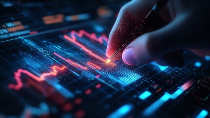 Technical Analysis A closeup of a hand drawing on a digital financial chart