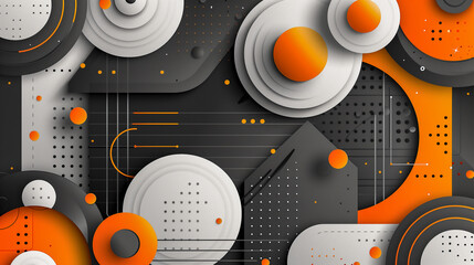 Modern Abstract Geometric Design with Orange and Gray Tones..