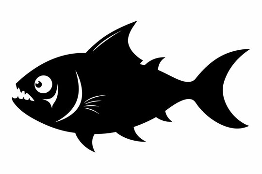recommend clip art:  Piranha fish silhouette black vector art illustration