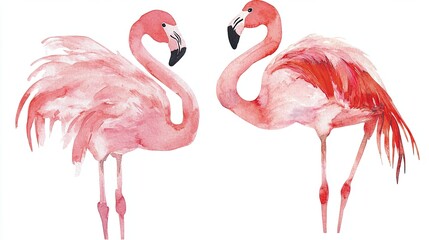 Obraz premium Elegant Flamingos in Watercolor Style