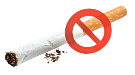 Stop smoking, no smoking cigarettes isolaed on white background