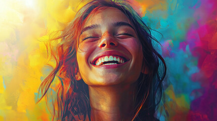 Illustration of a joyful person with a bright smile, exuding happiness and positivity, perfect for blog posts, articles, and digital content focused on well-being.