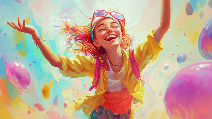 Illustration of a joyful person with a bright smile, exuding happiness and positivity, perfect for blog posts, articles, and digital content focused on well-being.