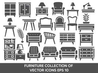 FURNITURE ICON SET COLLECTION VECTOR EPS 10