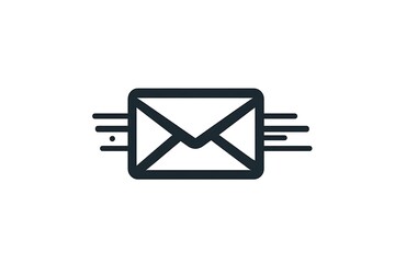 A black and white icon of an envelope separating