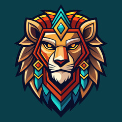 Fototapeta premium Graphic logo tribal lion head.