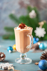 Lumumba cocktail or Tote Tante. Alcohol christmas drink with cocoa, rum and cream.