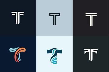T letter logo set vector