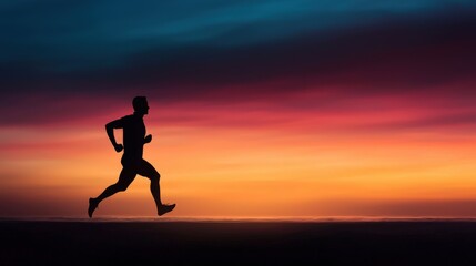 Silhouette of a person running along a beach at sunrise, capturing the spirit of renewal and fresh beginnings