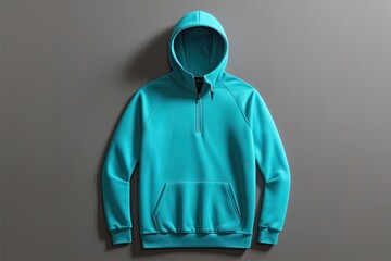 Turquoise Quarter Zip Crewneck Sweatshirt Mockup Front and Flat View Casual Apparel Design