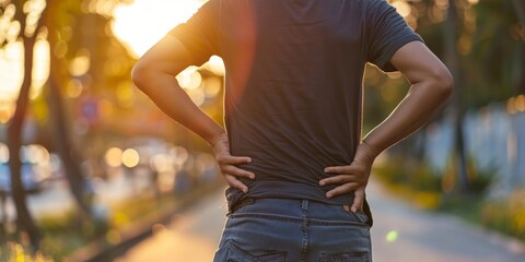 Man holding his lower back in pain from chronic lumbar pain