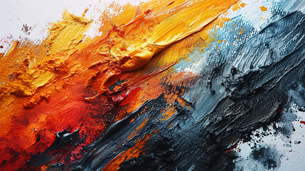 Liquid Paint Orange and Grey Texture Vibrant Abstract Marbling Background