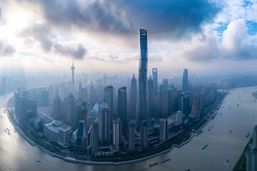 Aerial View of Skyscrapers in an Urban Cityscape