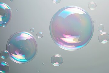 Vibrant Iridescent Soap Bubbles on a Clean Background Reflecting Luster and Purity