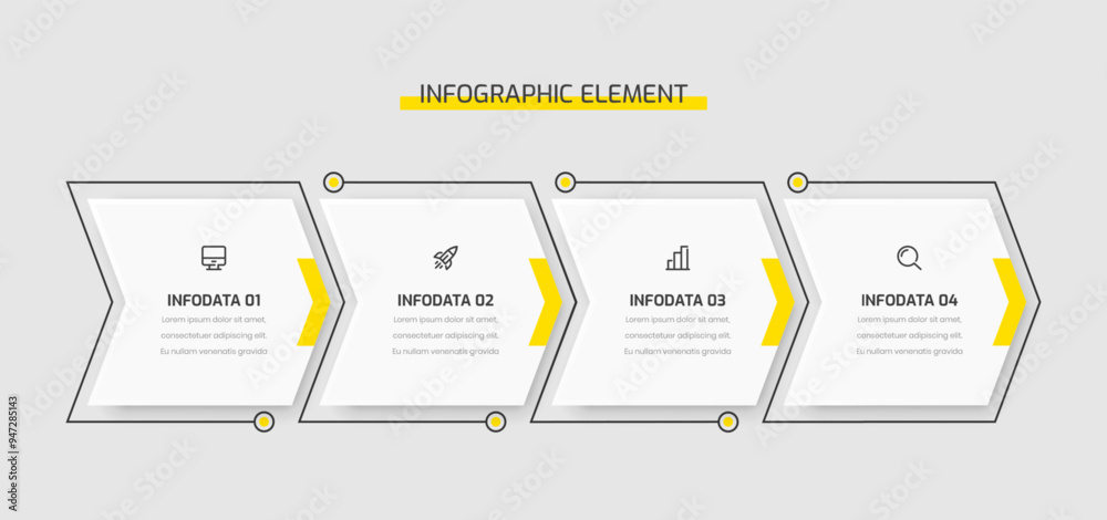 Fototapete timeline business infographic template presentation with yellow color arrow shape and 4 option