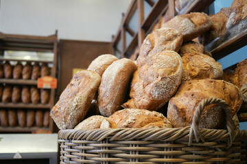  fresh baked breads at Farmers Market shelves in istanbul .