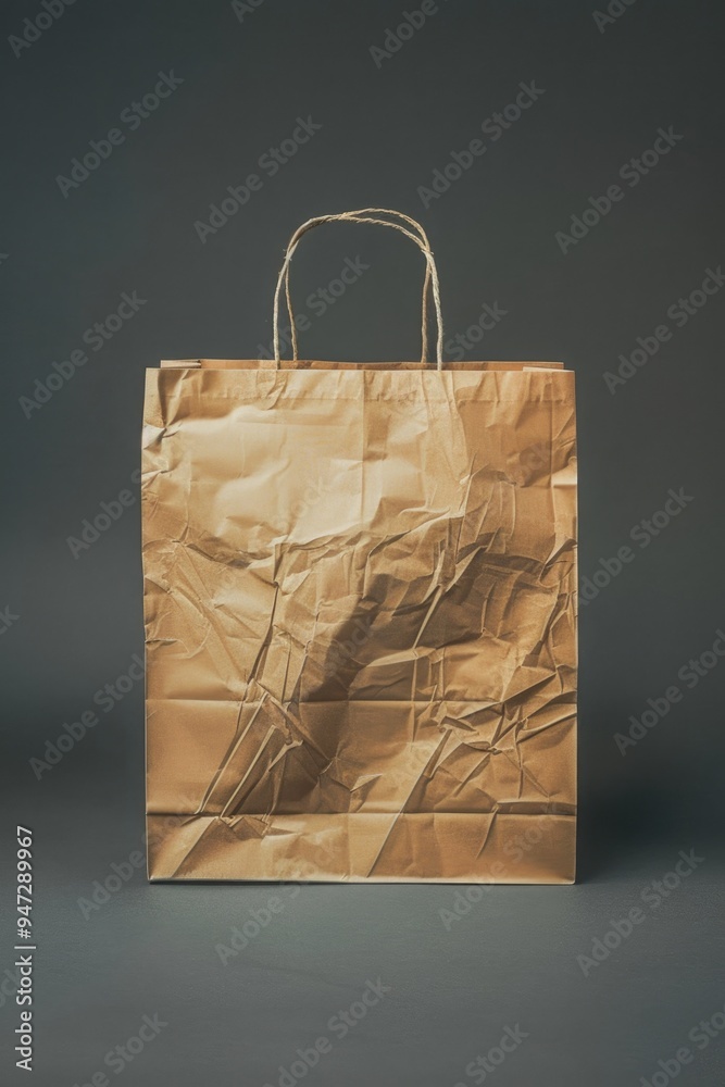 Poster a simple brown paper bag sits atop a table, ready for use or storage