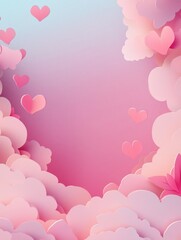 Pink and White Hearts in Sky