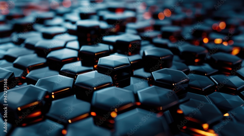 Aufkleber a close-up shot of a cluster of black cubes, ideal for abstract or futuristic design uses