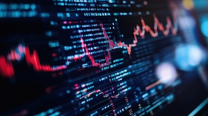 Stock Market Data with Red and Green Graphs Representing Financial Trading, Analytics, and Investment Opportunities in the Economy