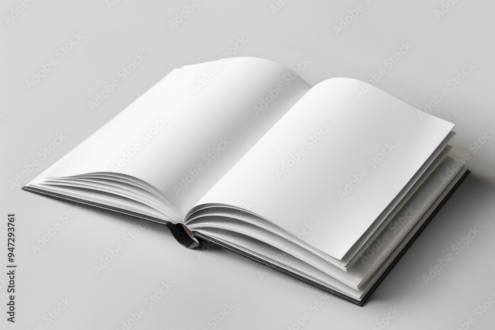 Poster A close-up of an open book with blank pages, suitable for use in educational or creative projects