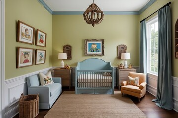 Timeless Vintage Children�s Room with Classic Frame Decor and Handcrafted Wooden Accents