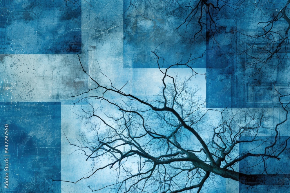 Poster a close-up shot of a tree without leaves, suitable for use in scenes about decay or abandonment