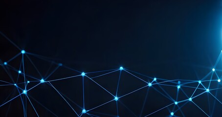 Abstract technology network with glowing nodes and lines. Modern and sophisticated background for banners, posters and social media.