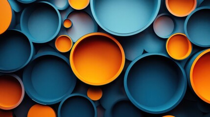 A vibrant design with blue and orange circles arranged in a pleasing pattern.