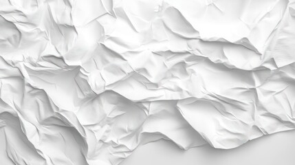 Obraz premium White crumpled paper laying on white background, with a darker edge on the bottom left,