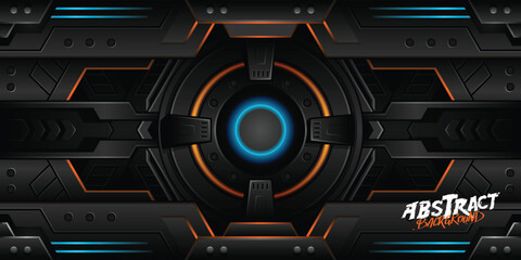 Dark And Glow Futuristic Wide Mecha Tech Abstract Background