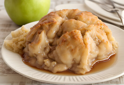Delicious Apple Dumpling On a Plate Generative AI