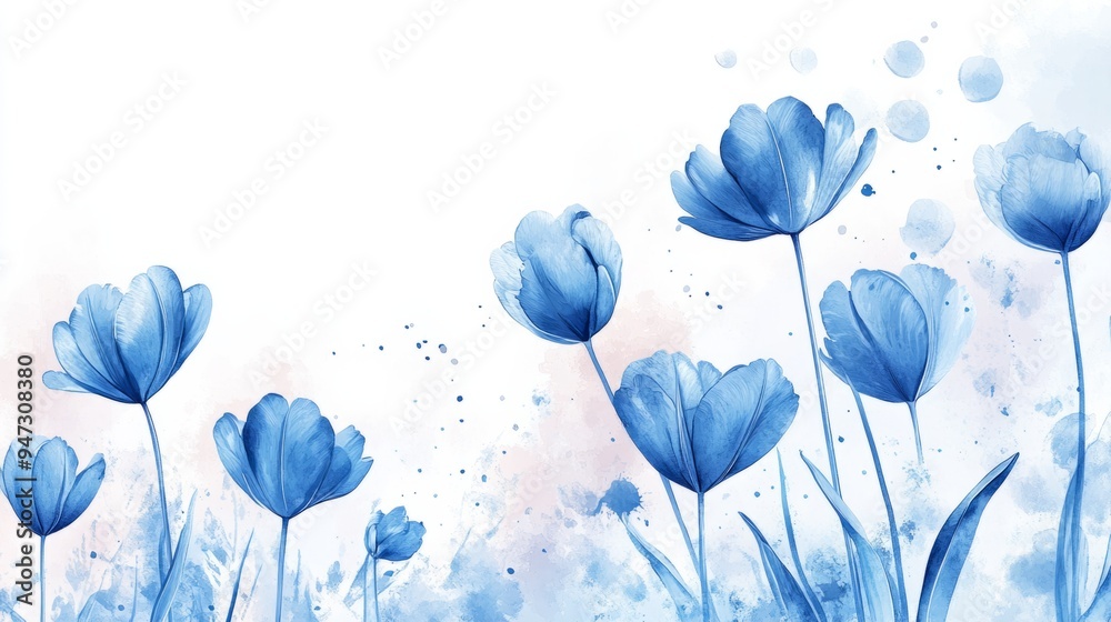 Wall mural Abstract blue flowers background,