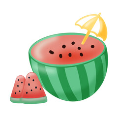 illustration of watermelon with slice