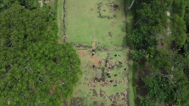 Mount Padang is a megalithic site known as the largest terraced pyramid complex in Southeast Asia and is estimated to date from the Neolithic era.