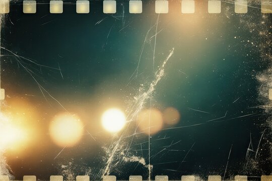 Vintage Film Grain Overlay with Atmospheric Effects Glowing Light Scratches and Dust for Creative Projects