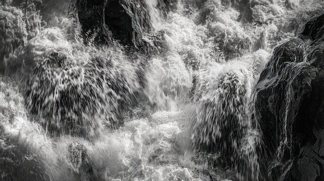 Close-up of a Waterfall Cascading Over Rocks