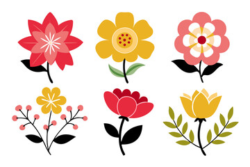 Elegant Floral Clip Art with Vibrant Colors and Detail
