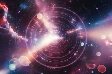 Obraz premium Interstellar Lightwave Bokeh Effect with Ethereal Cosmic Reflections