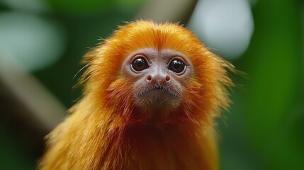 Fototapeta premium Golden Lion Tamarin Monkey Portrait Close Up