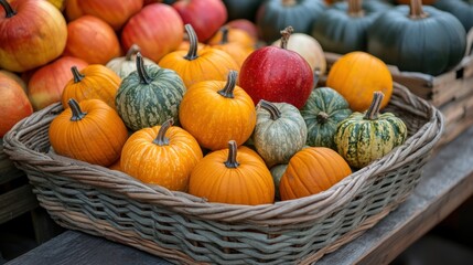 Autumn Harvest: A Basket of Pumpkins