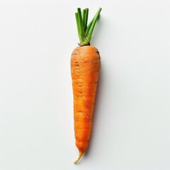 A bright orange carrot, showing the root at its tip.
