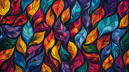 Seamless pattern with colorful leaves