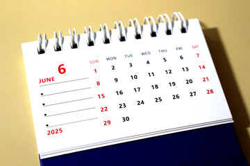 Monthly calendar template for the new year 2025 desk calendar,isolated on red background , Beige background