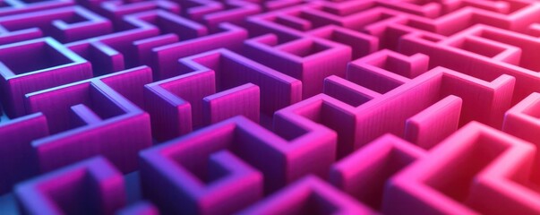 Fototapeta premium A glowing 3D maze, 3D glow, maze, puzzle