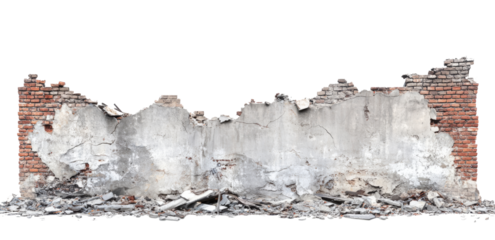 Destroyed brick wall cut out