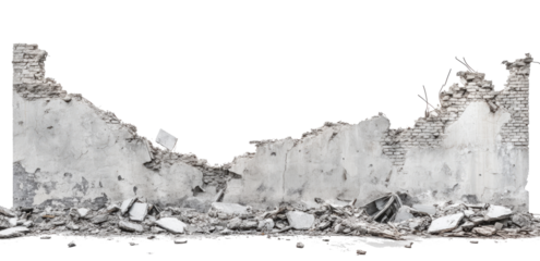 Destroyed brick wall cut out